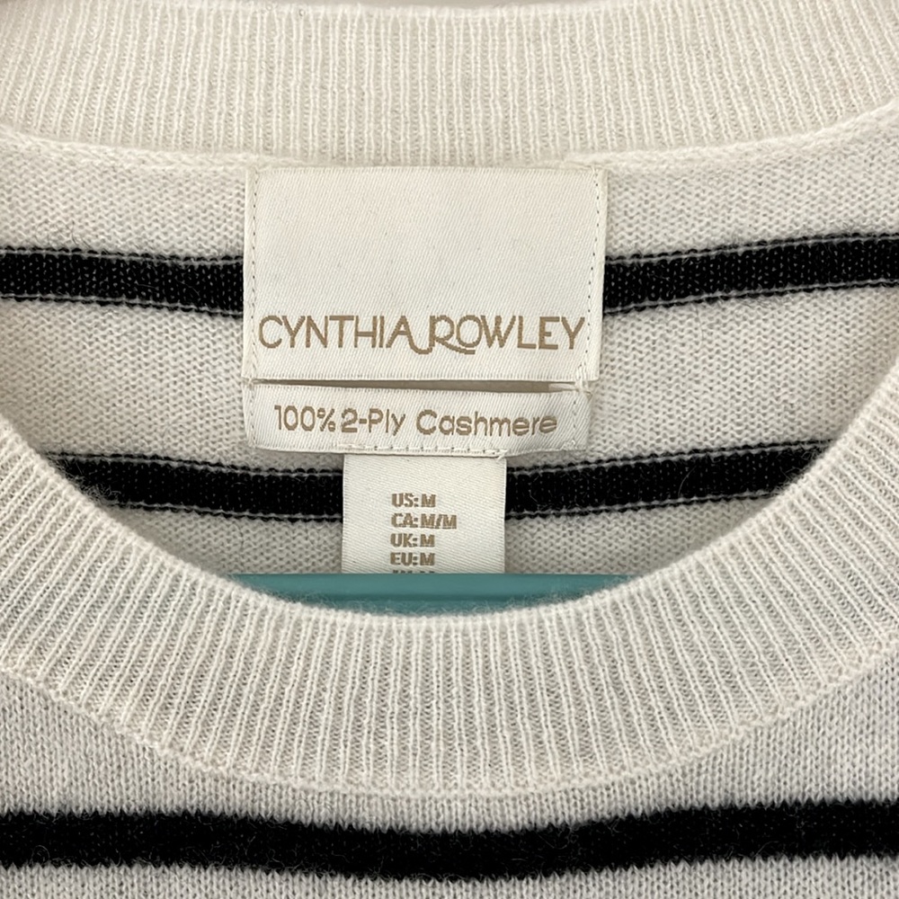 Cynthia Rowley 100% 2-ply cashmere striped sweater- Medium - Picture 2 of 3